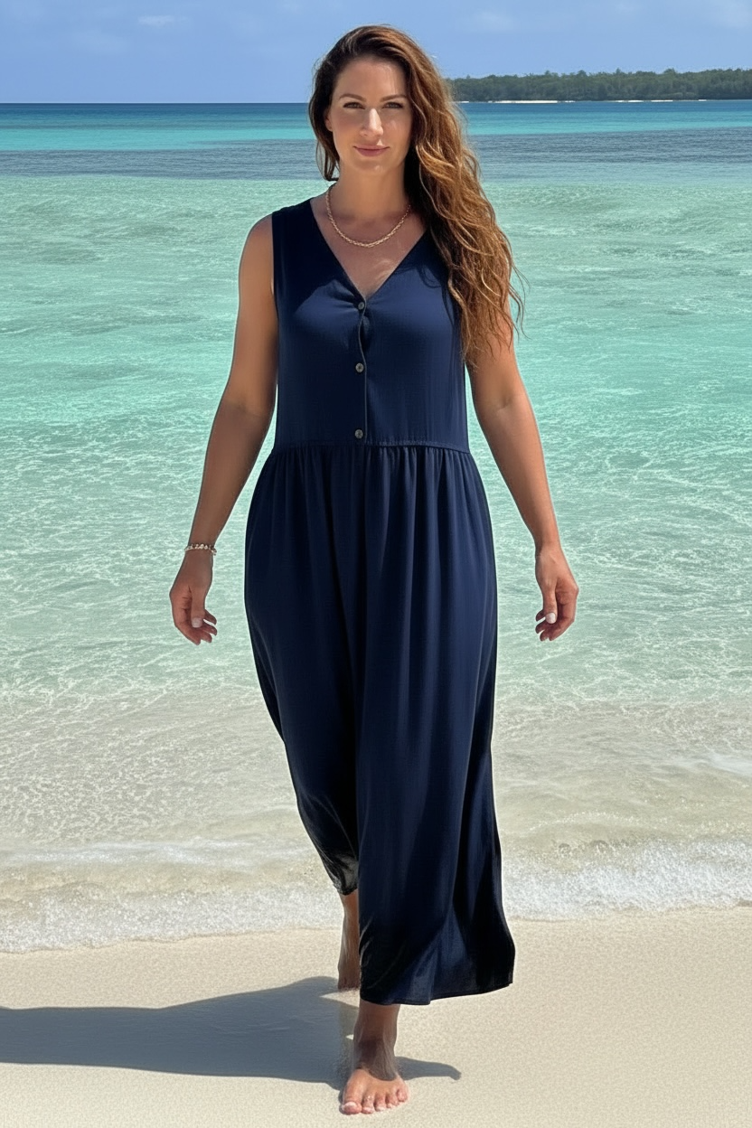 Vestido Longo botão Hanauma Bay - Basic Beach