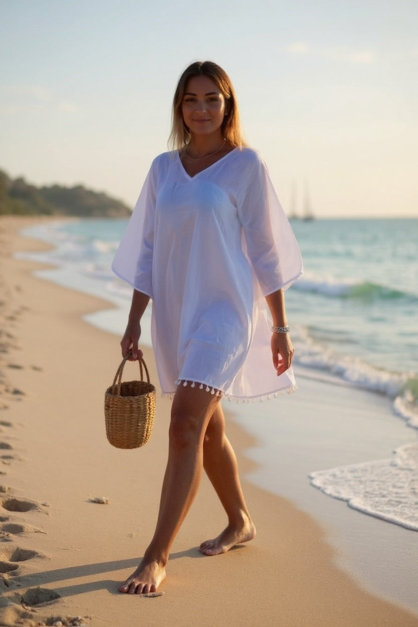 Kaftan com pompons - Saída de Praia Omadhoo - Basic Beach - foto 2