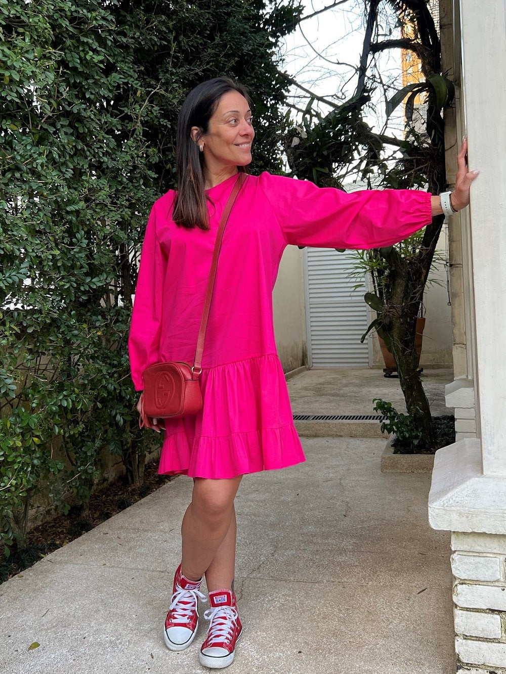 Vestido curto manga longa Bainema - Basic Beach